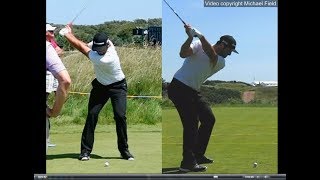 Jon Rahm golf swing  Long Iron faceon amp downtheline July 2017 [upl. by Alleciram664]