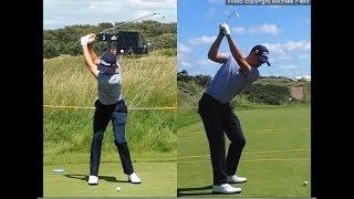 Justin Thomas golf swing  Long Iron faceon amp downtheline July 2017 [upl. by Suilmann]