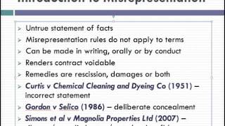 Misrepresentation Lecture 1 of 4 [upl. by Kucik]